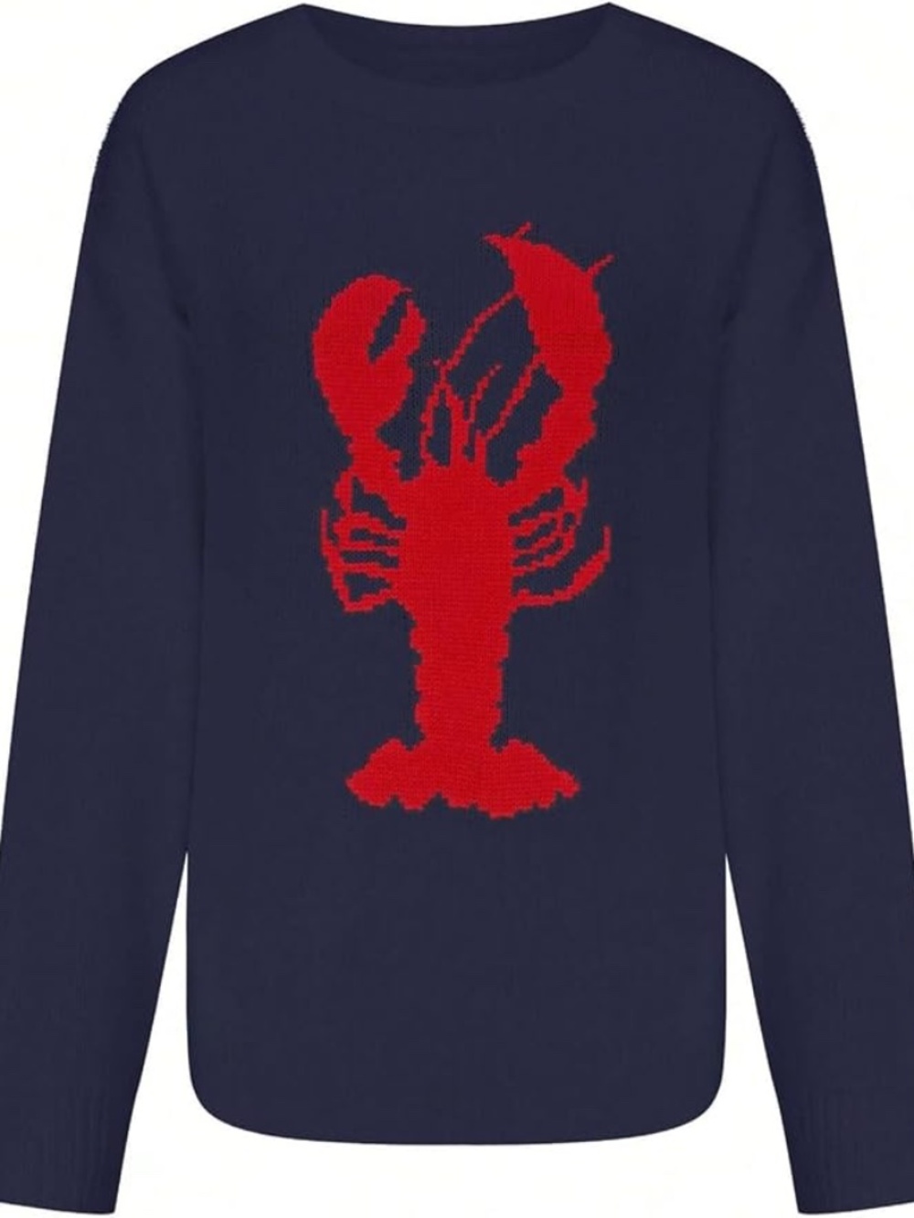 WDIRARA Women's Lobster Graphic Pullover Sweater Crewneck Tops, Long Sleeve XL